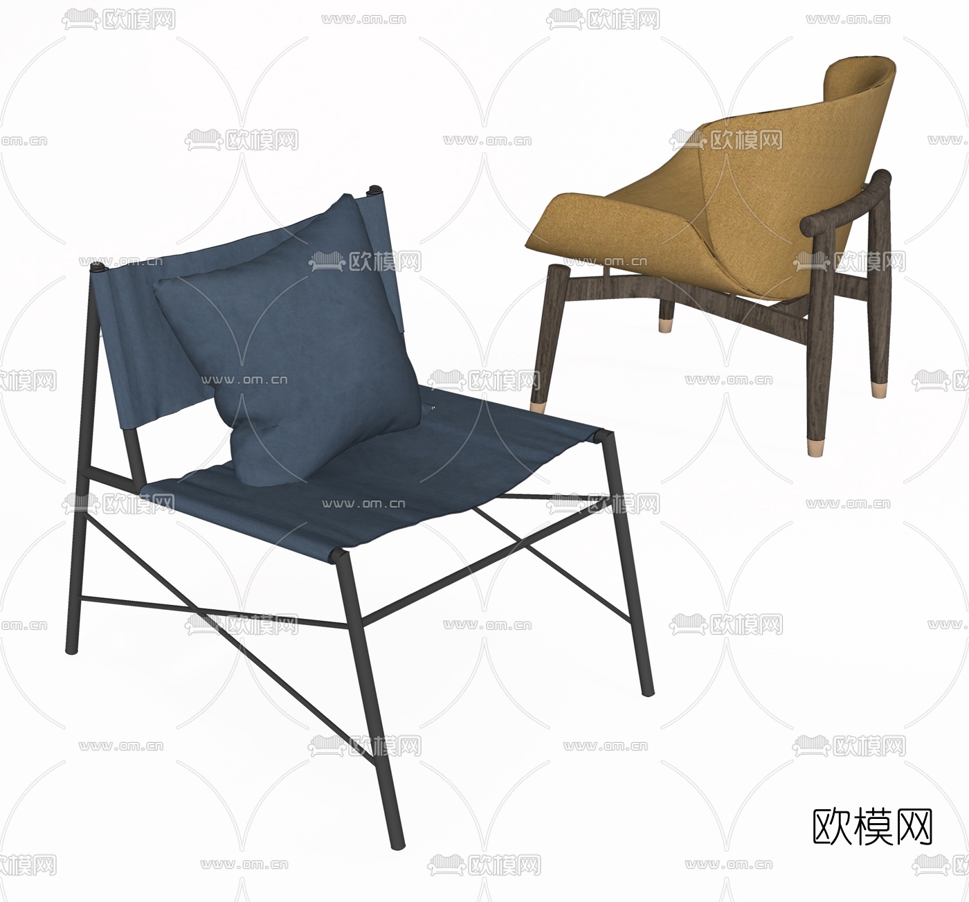 现代布艺休闲椅su模型