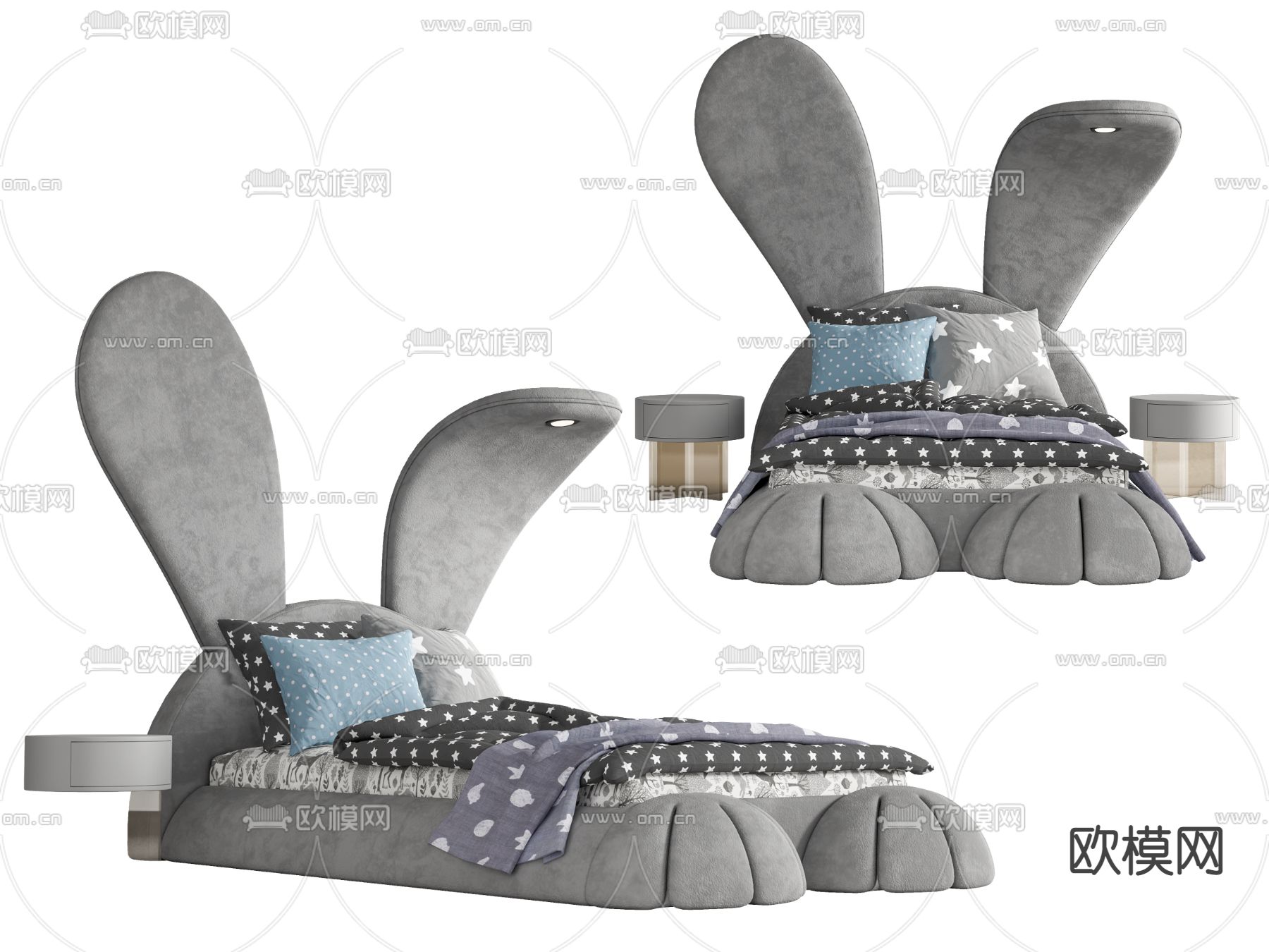 CIRCU 现代兔子儿童床su模型下载（渲染图1）
