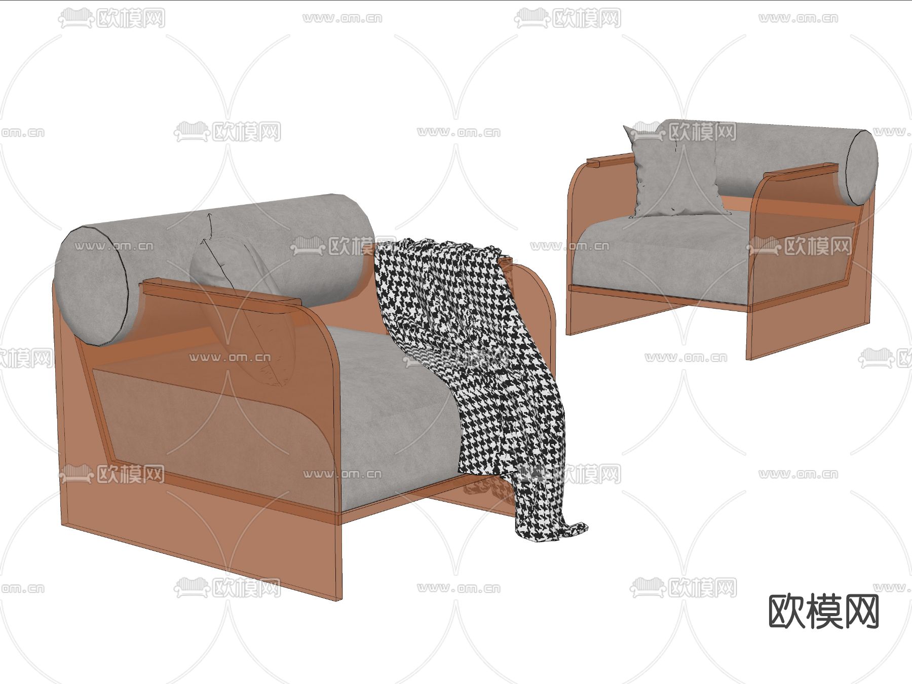 现代亚克力休闲沙发su模型下载（渲染图2）