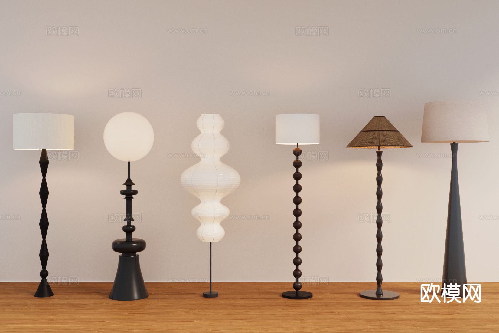 中古风落地灯 墙角灯3d模型下载