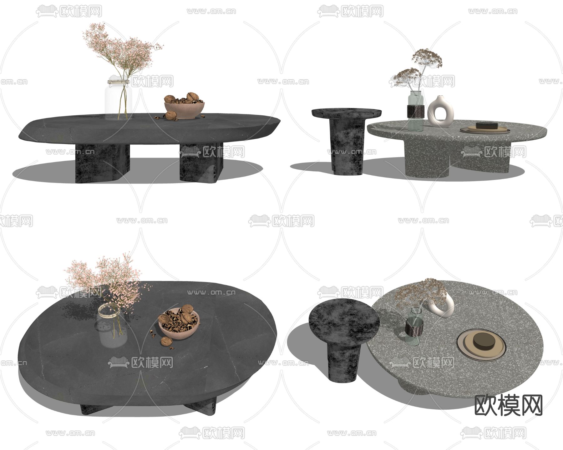 现代轻奢茶几su模型下载（渲染图2）