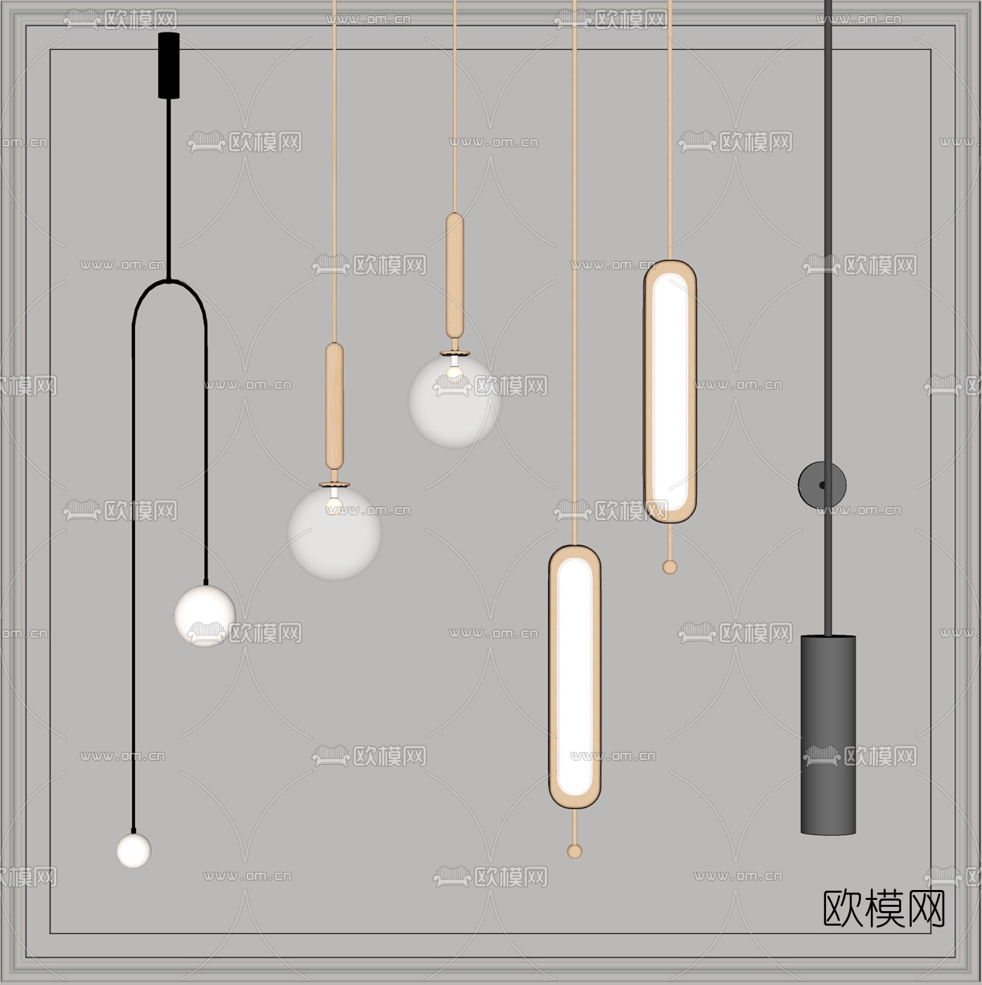 现代轻奢吊灯su模型