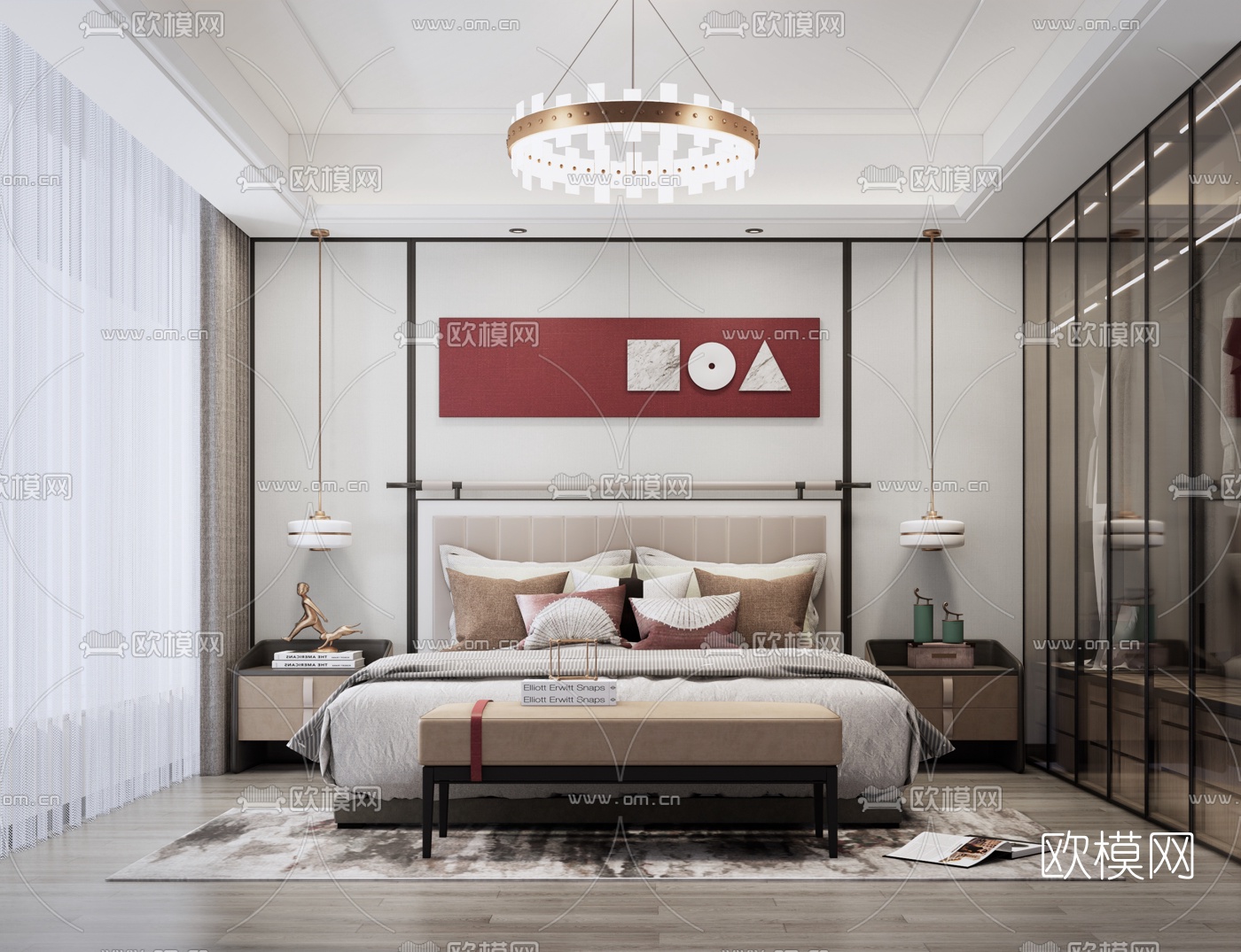 现代卧室su模型