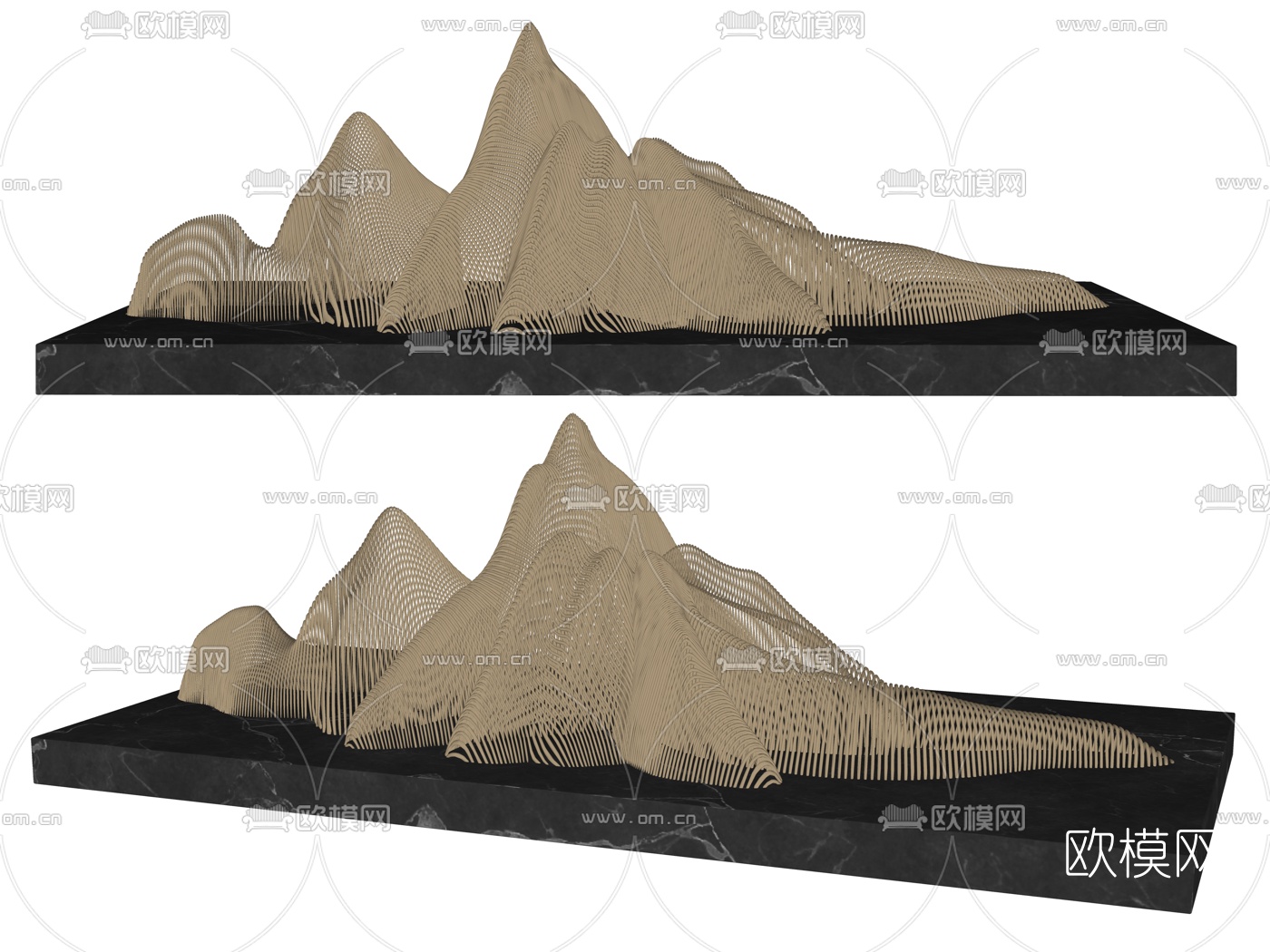 新中式雕塑小品su模型下载（渲染图2）
