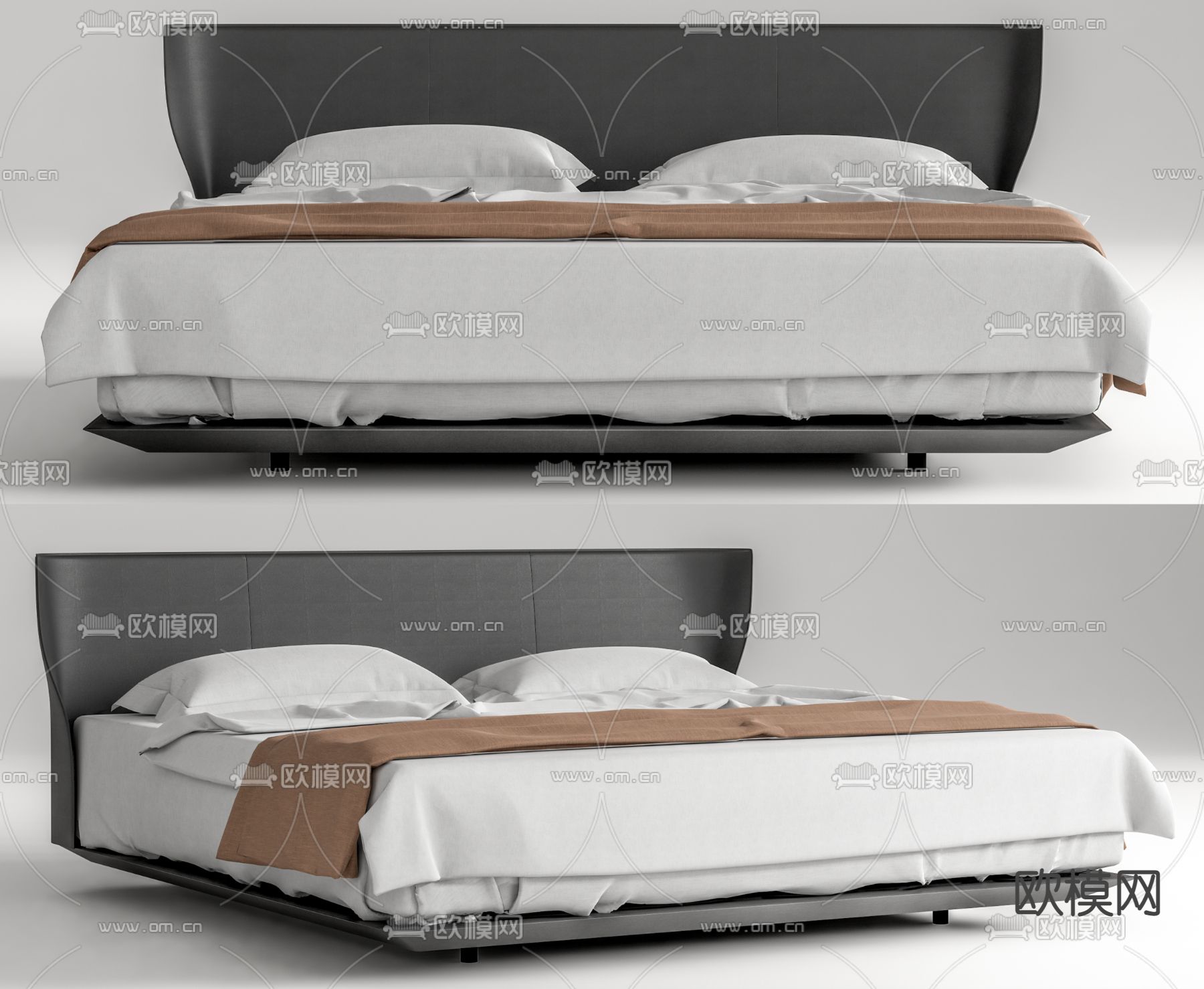 B&B Italia现代双人床su模型下载（渲染图1）