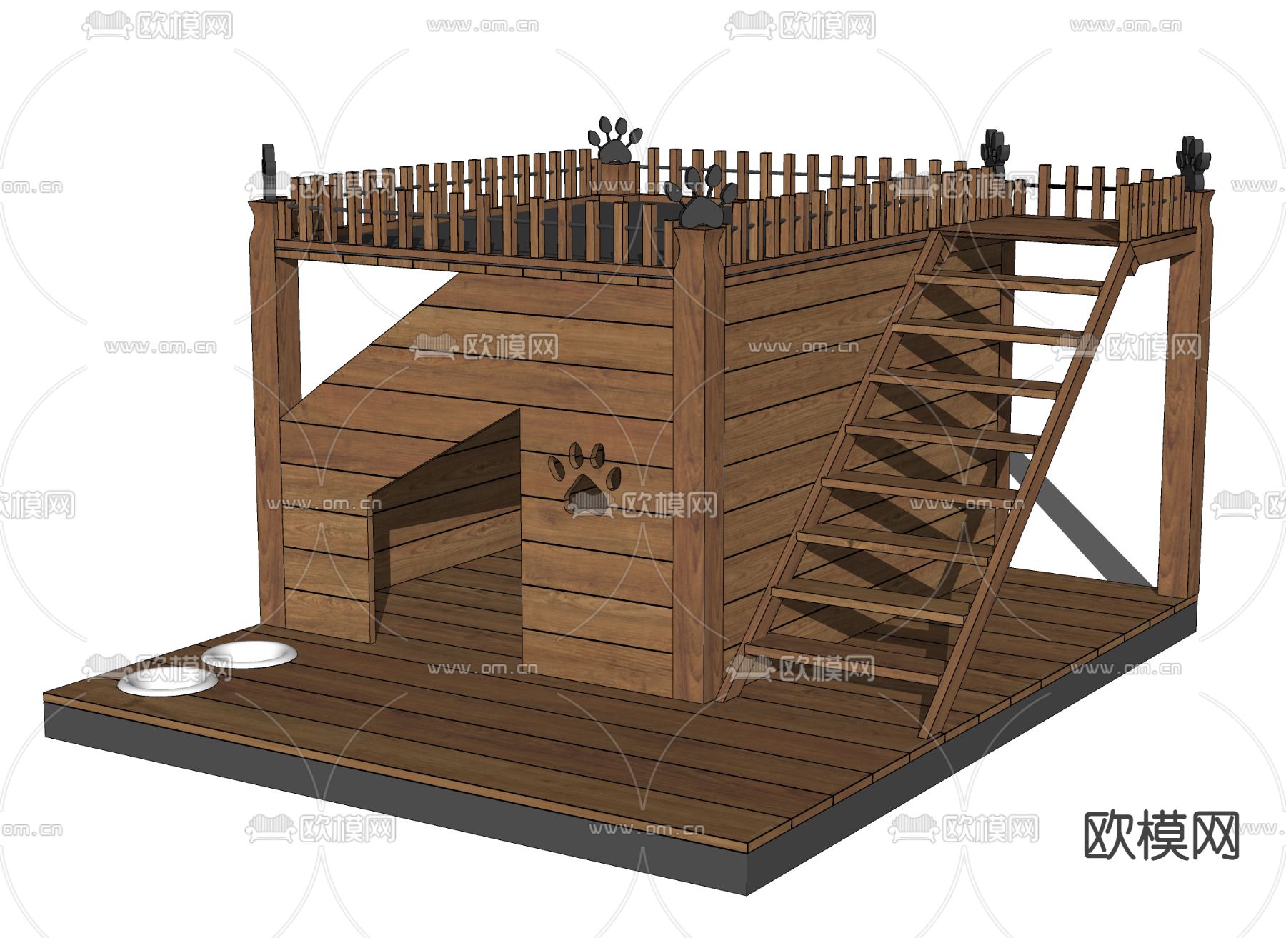 现代宠物木屋su模型