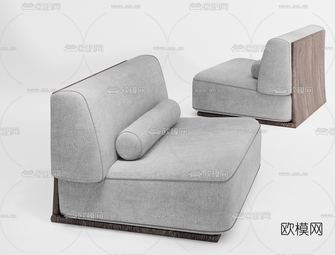 现代布艺单人沙发su模型