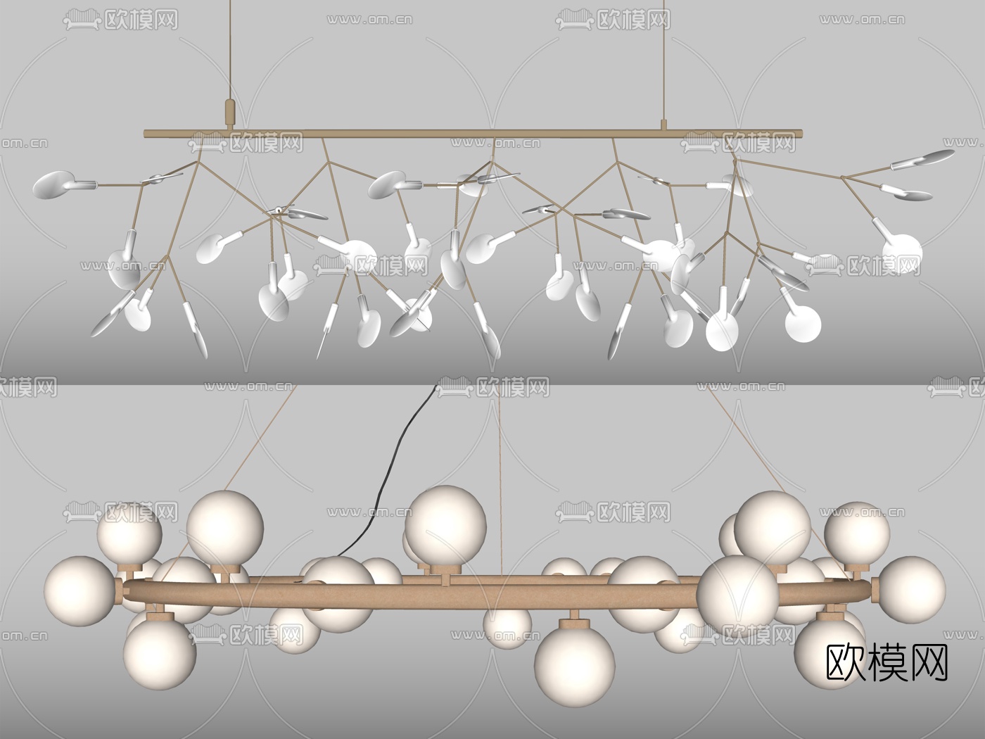 现代轻奢吊灯su模型