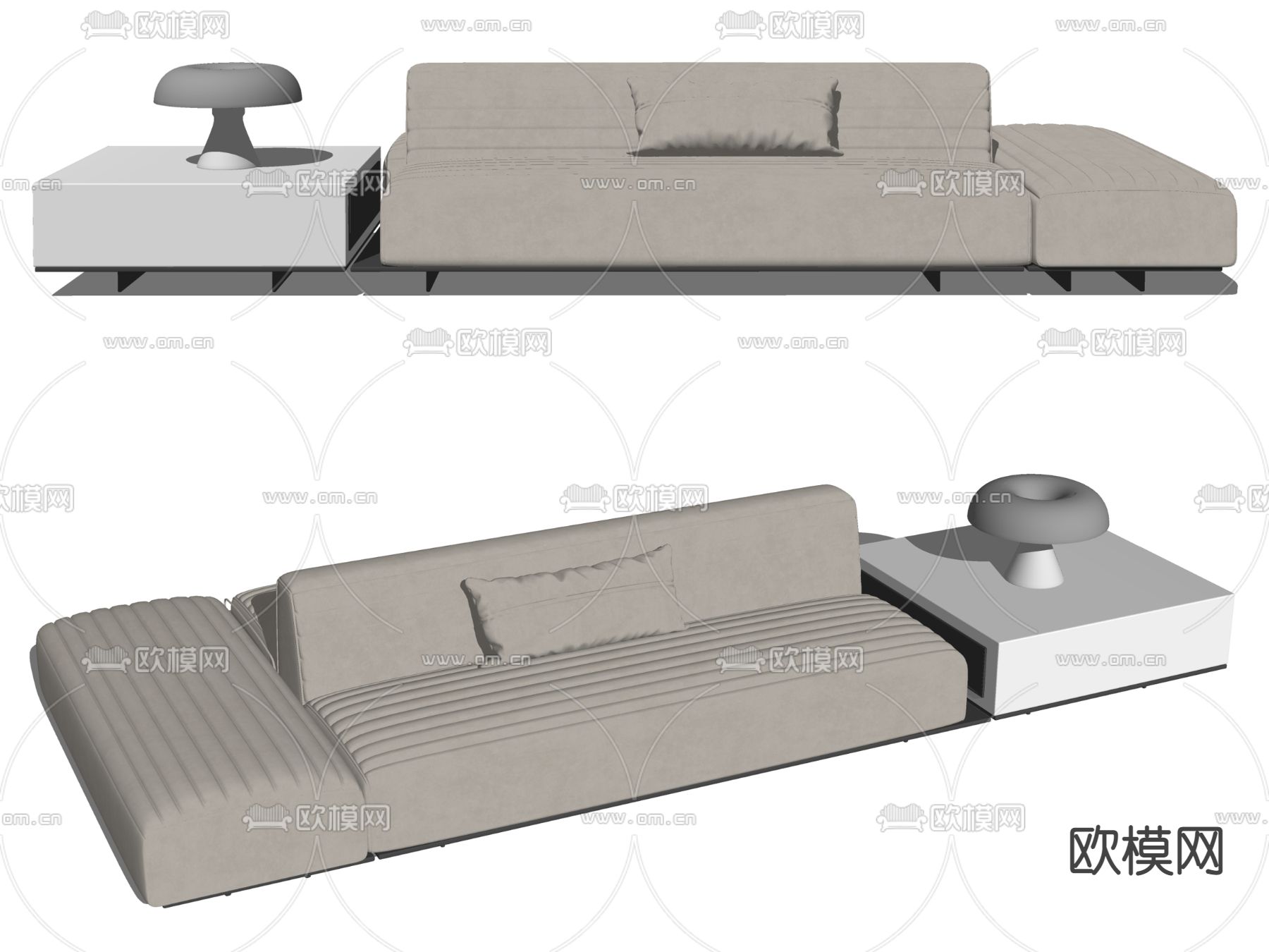 现代布艺多人沙发su模型下载（渲染图2）