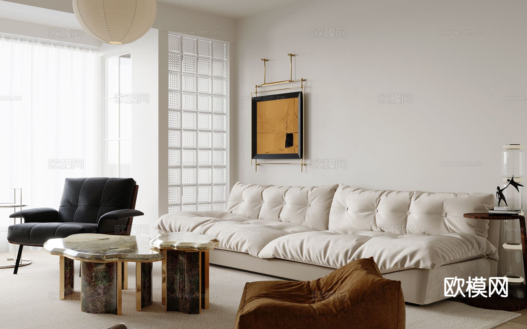 中古风组合沙发su模型下载（渲染图3）