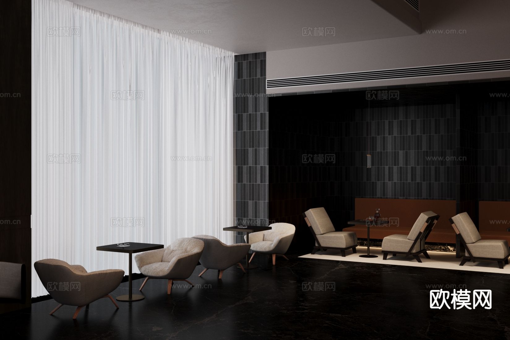 现代轻奢售楼部洽谈区su模型下载（渲染图2）