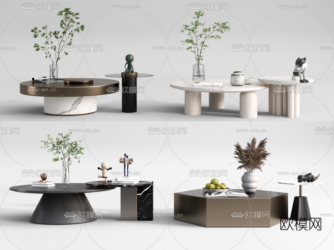 现代轻奢茶几su模型下载（渲染图1）