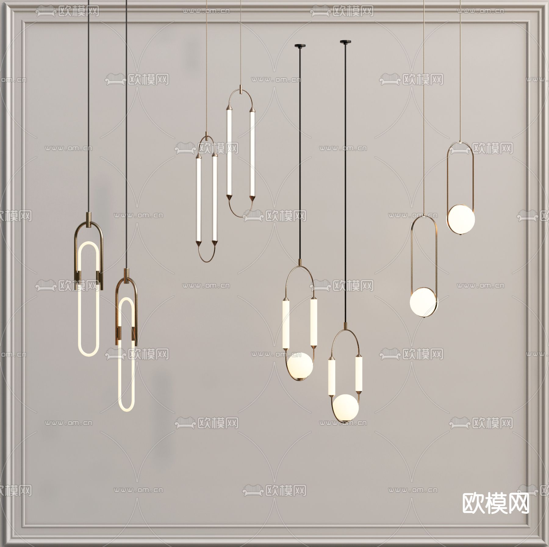 现代轻奢吊灯su模型下载（渲染图1）