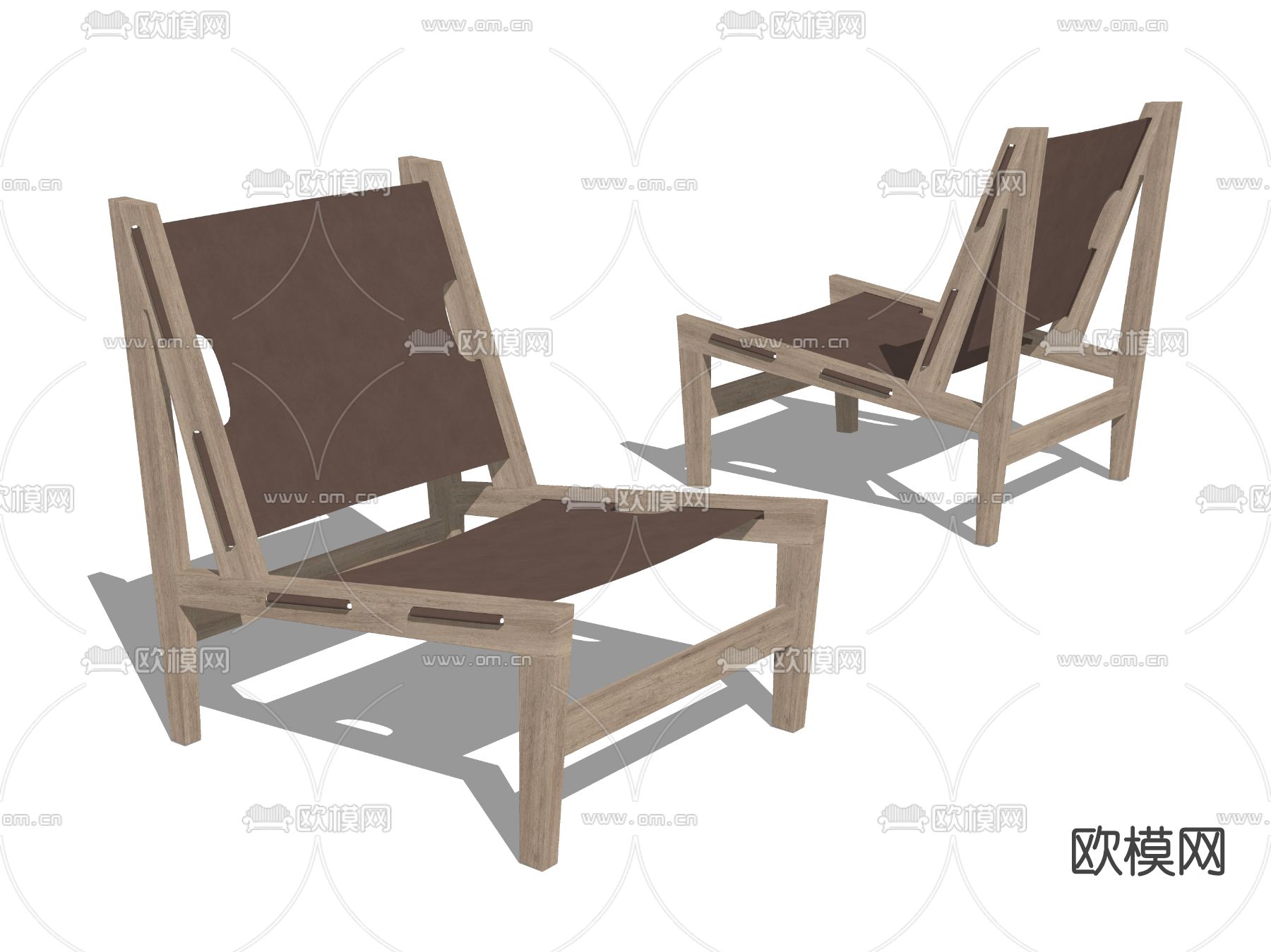 北欧皮革休闲椅su模型