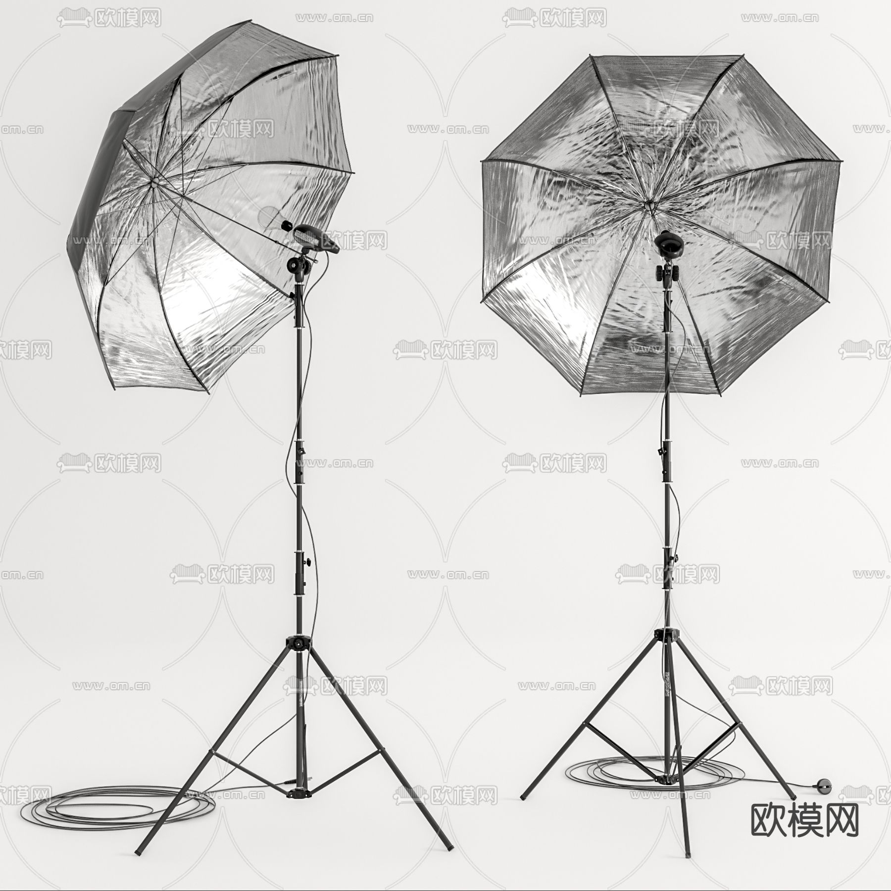 现代摄影棚反光伞su模型