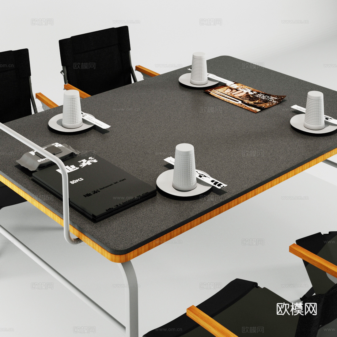 工业风餐桌椅 咖啡桌椅 折叠椅3d模型下载（渲染图2）