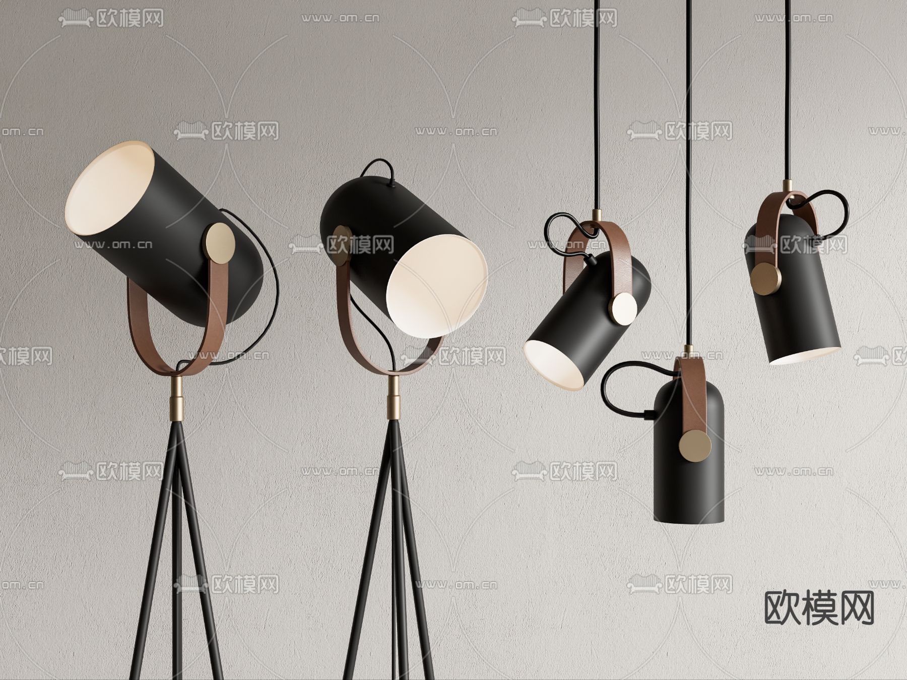 现代金属吊灯su模型下载（渲染图1）