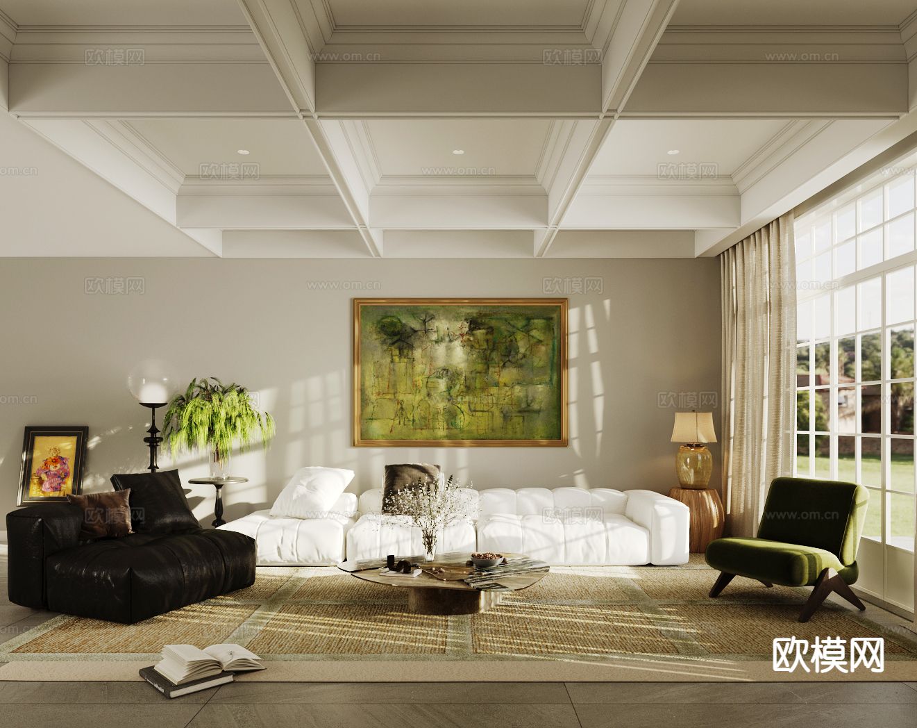 法式复古客厅 无主灯客厅3d模型下载