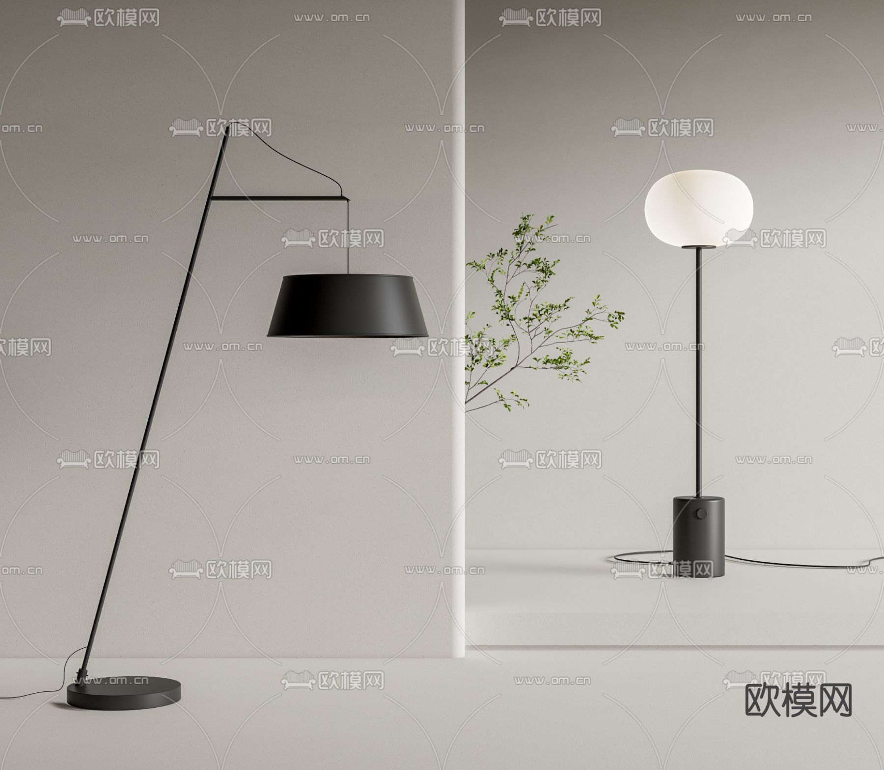 现代落地灯su模型下载（渲染图1）