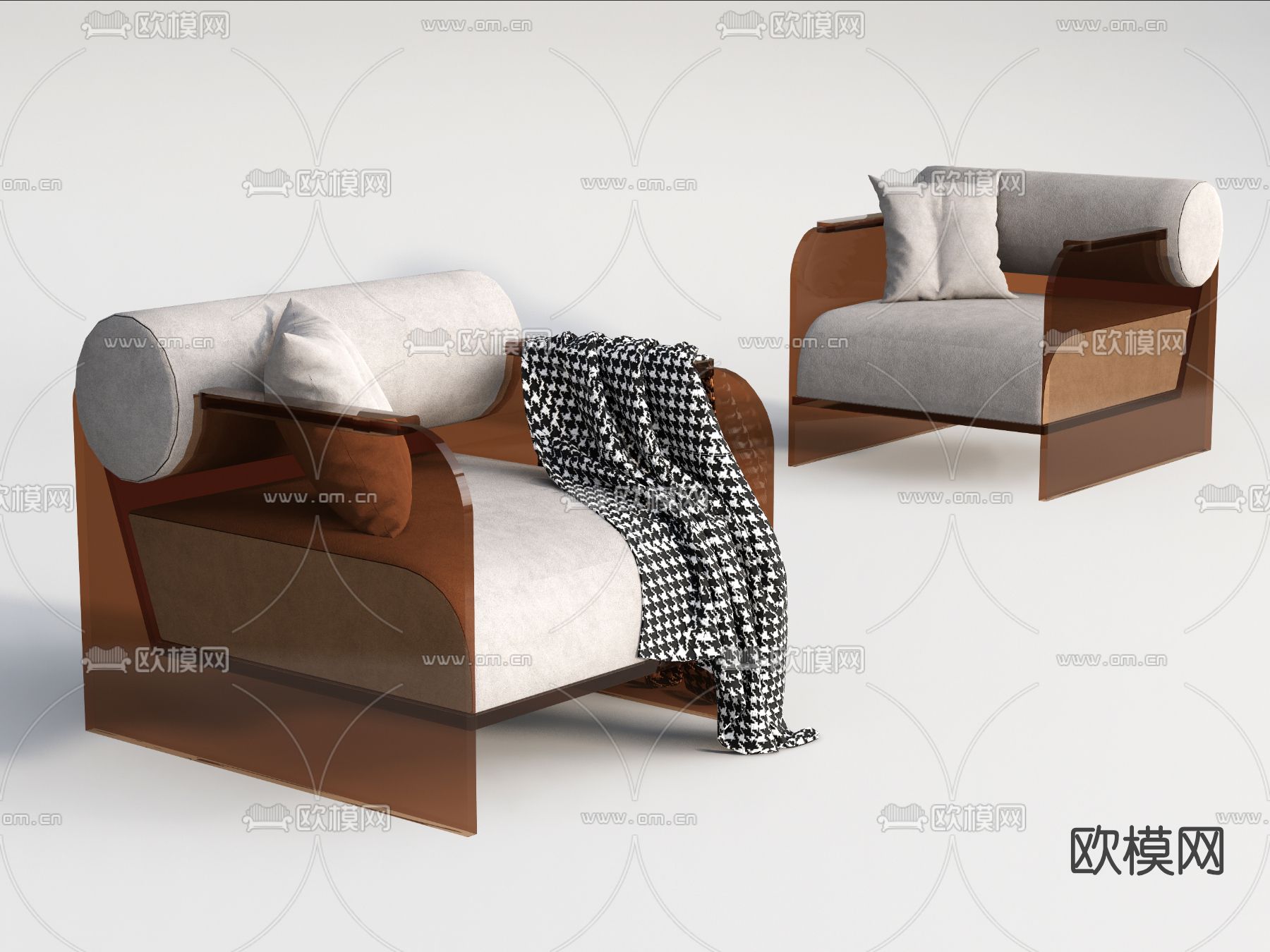 现代亚克力休闲沙发su模型下载（渲染图1）