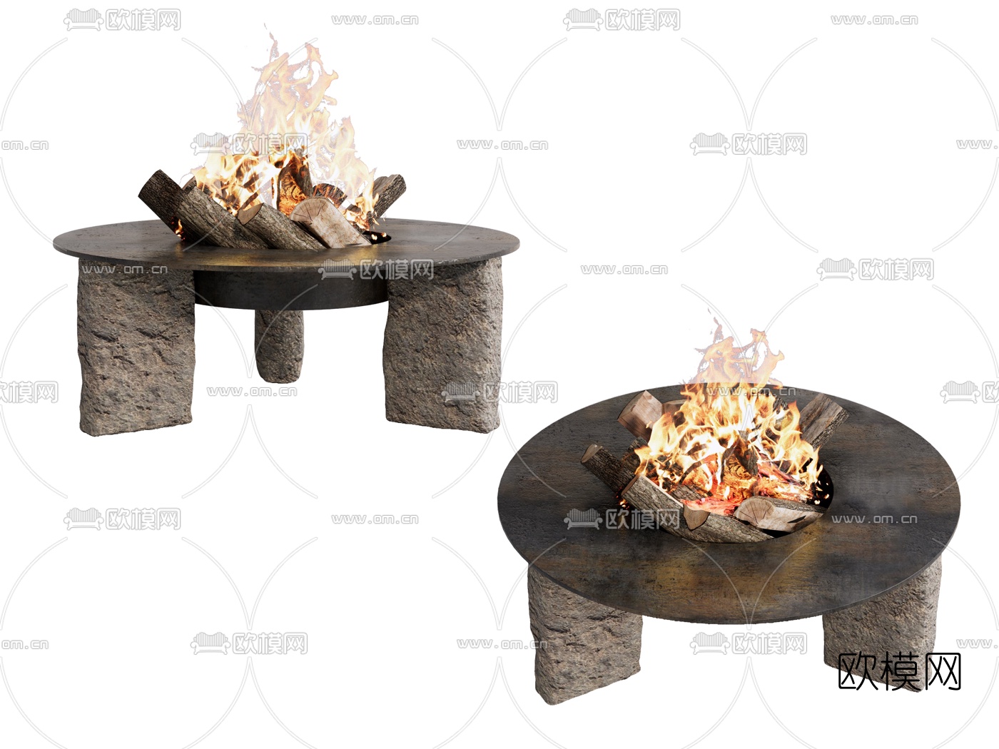 现代壁炉 柴火su模型下载（渲染图1）