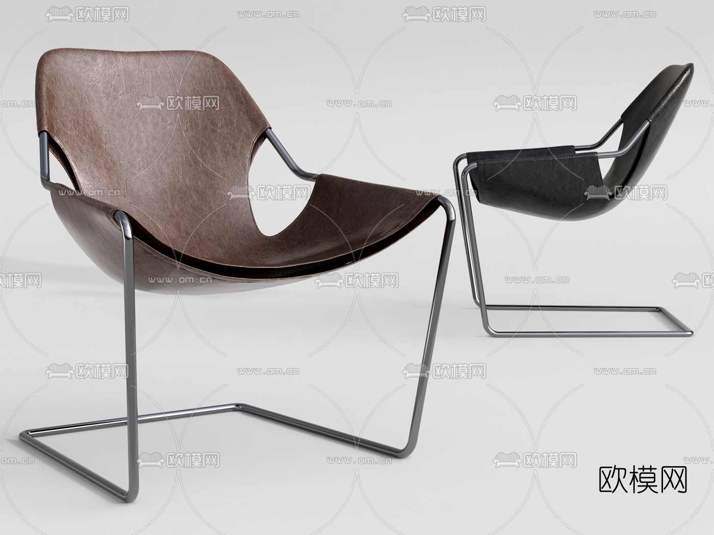 现代皮革休闲椅su模型