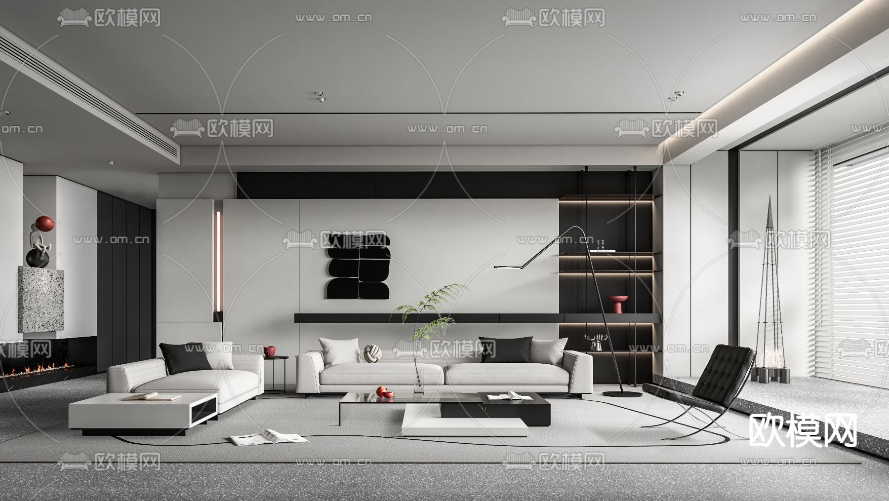 Minotti现代客厅su模型下载（渲染图1）