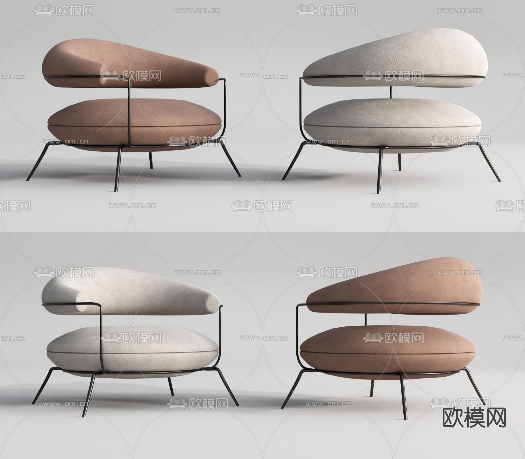 现代布艺休闲椅su模型