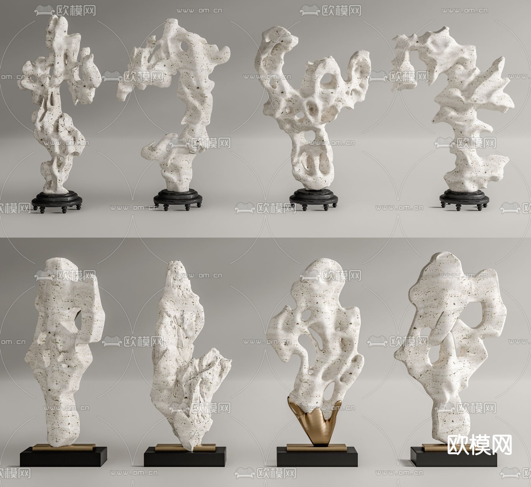 新中式太湖石雕塑 摆件su模型