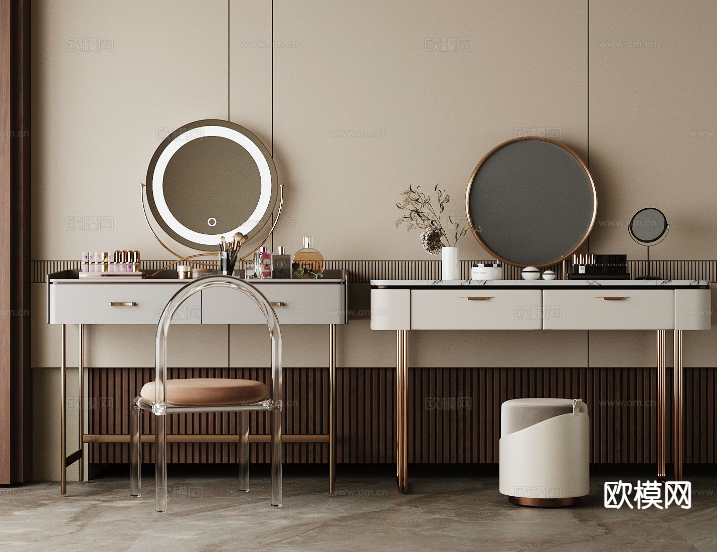 意式梳妆台su模型下载（渲染图2）