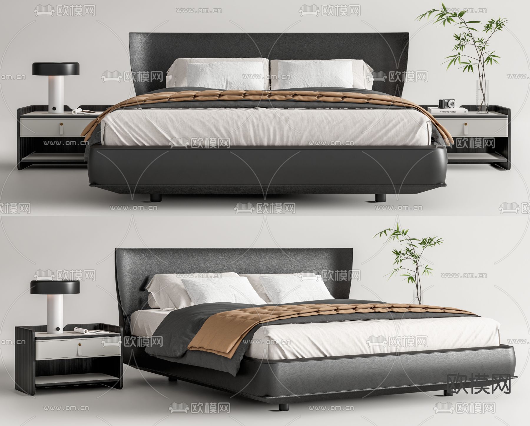 B&B 双人床3d模型下载