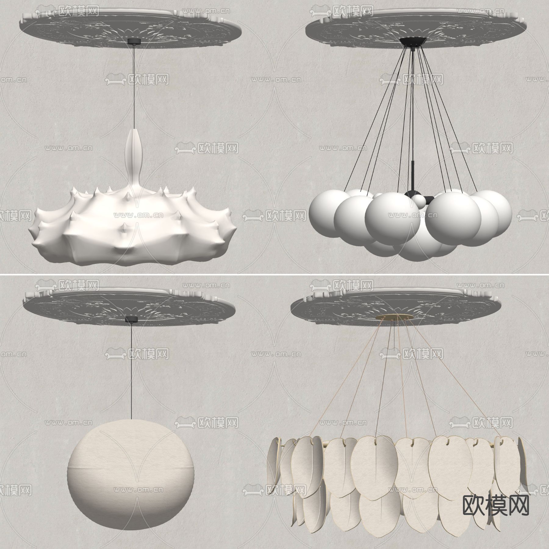 法式吊灯su模型下载（渲染图2）