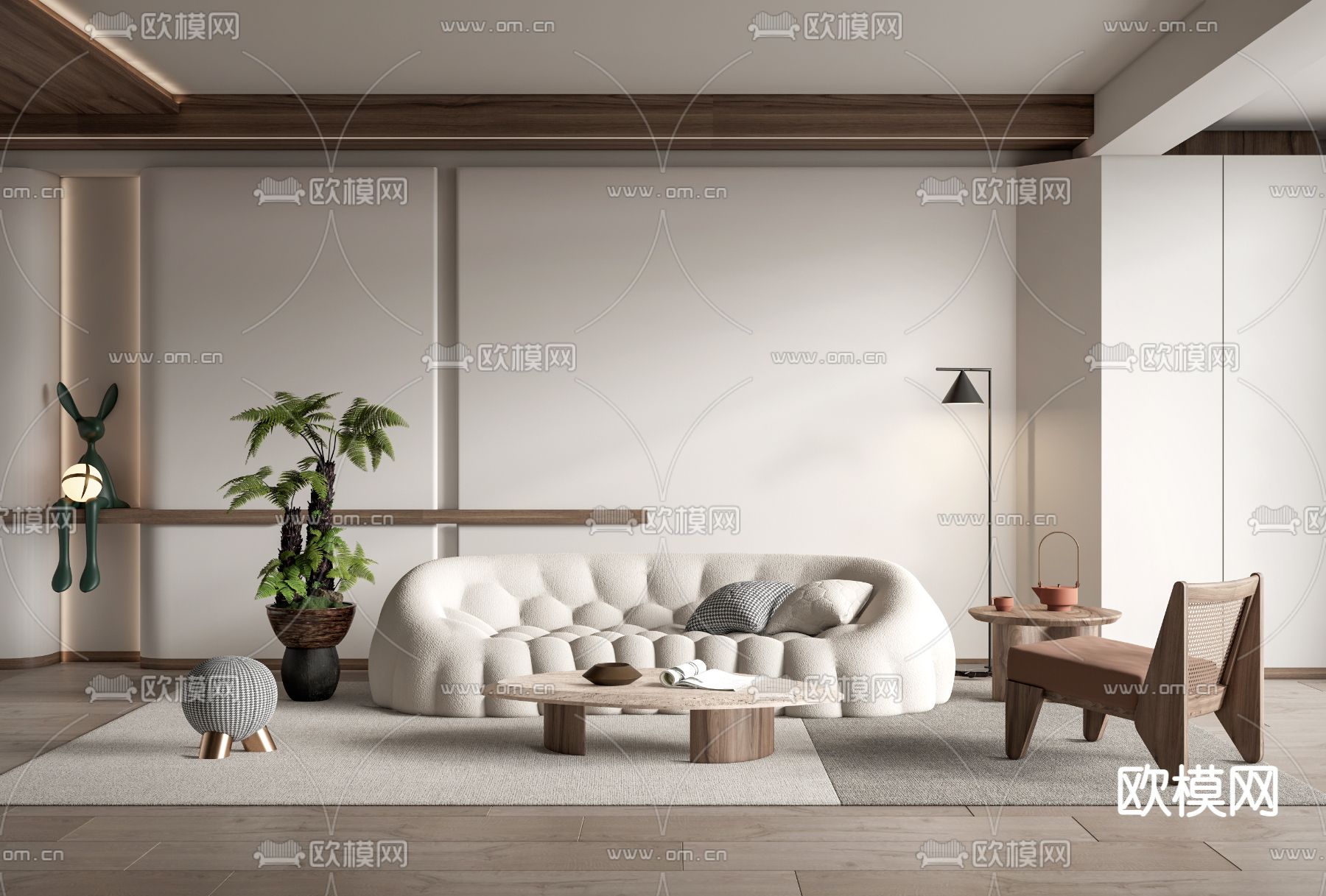 现代布艺沙发组合su模型