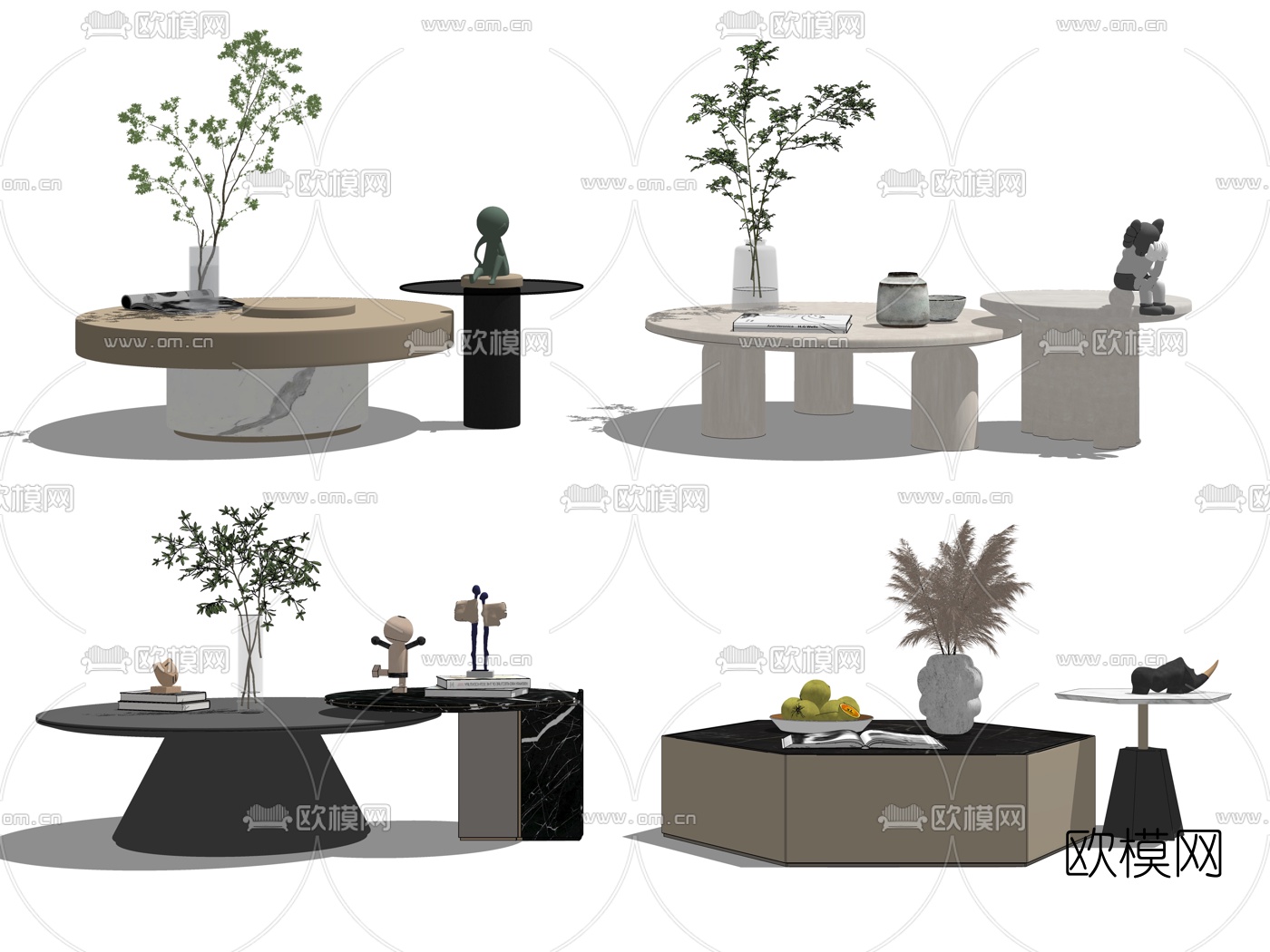 现代轻奢茶几su模型下载（渲染图2）