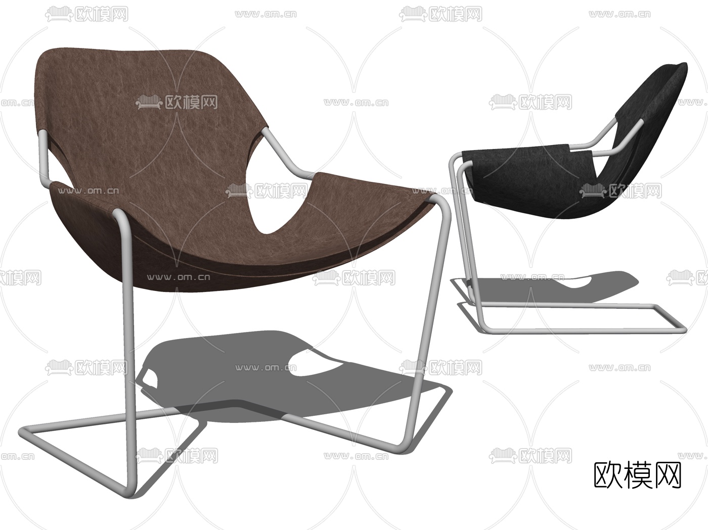 现代皮革休闲椅su模型