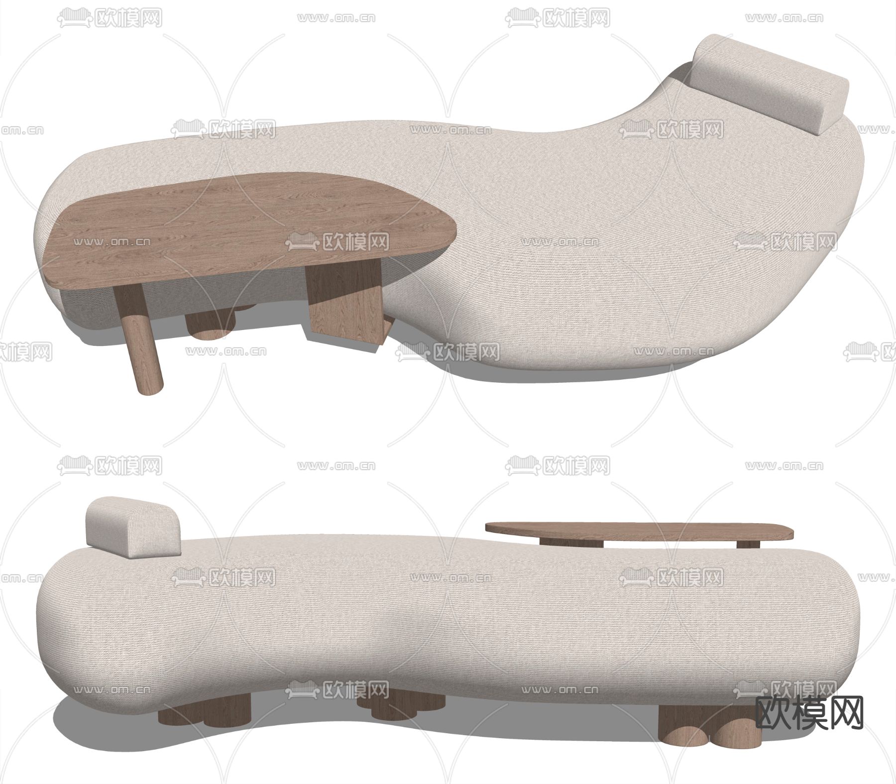 现代布艺弧形沙发su模型
