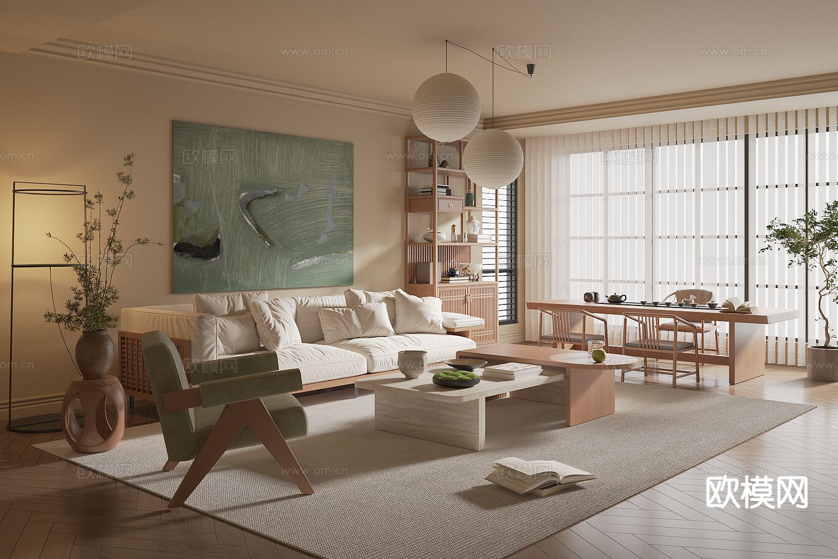 侘寂客厅 茶室3d模型下载（渲染图2）