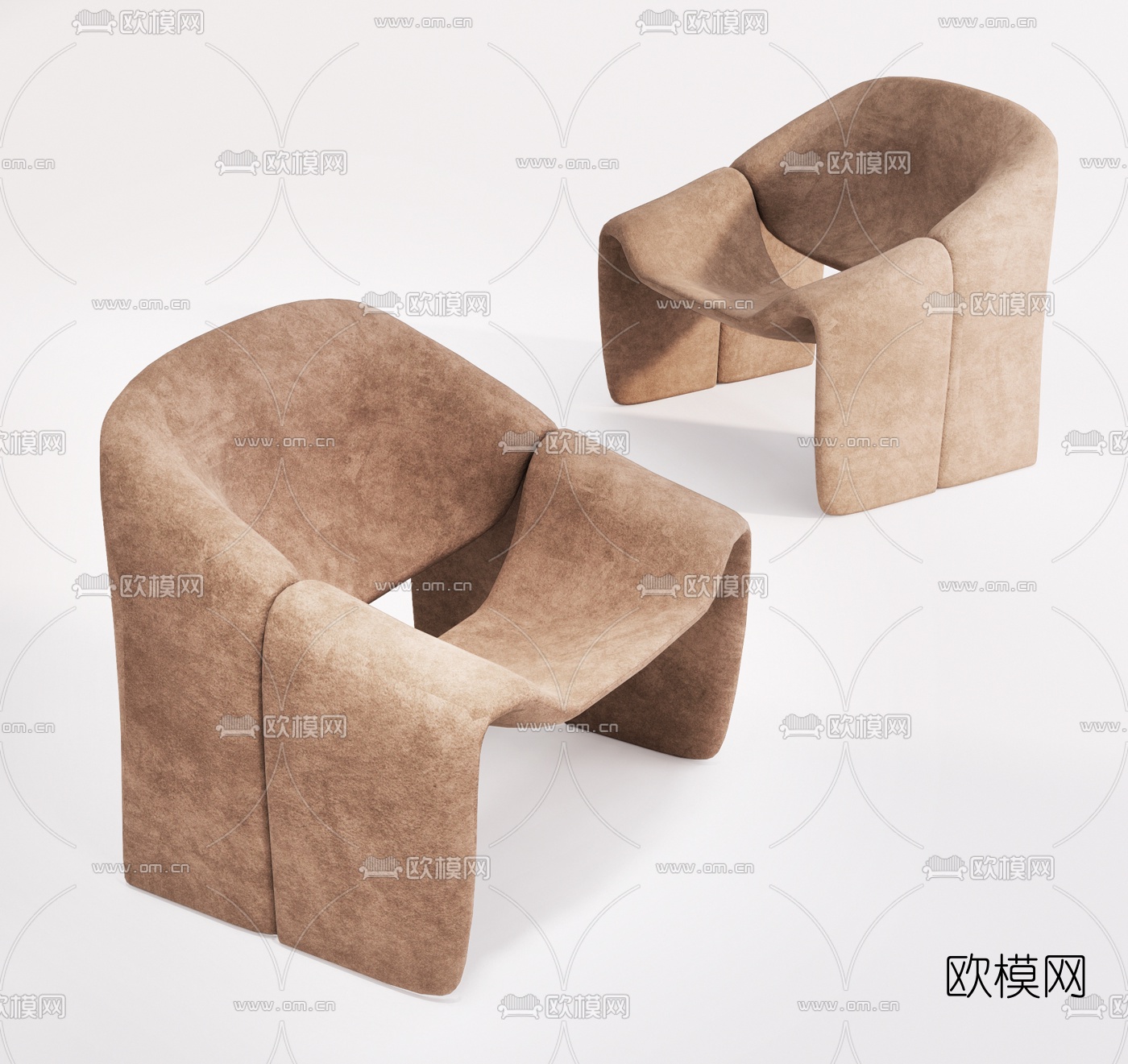 现代布艺休闲椅su模型