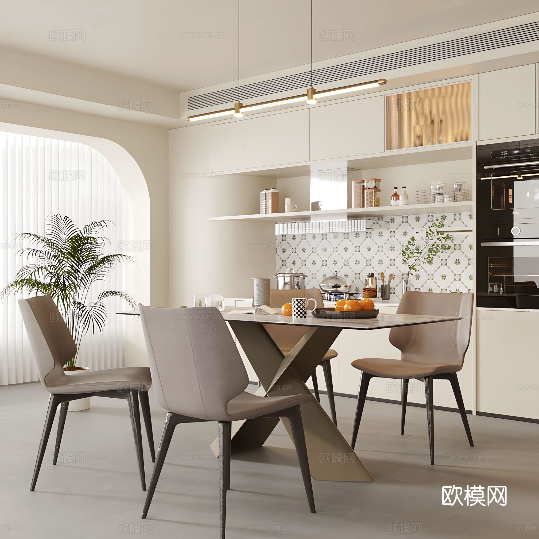 现代餐桌椅3d模型下载