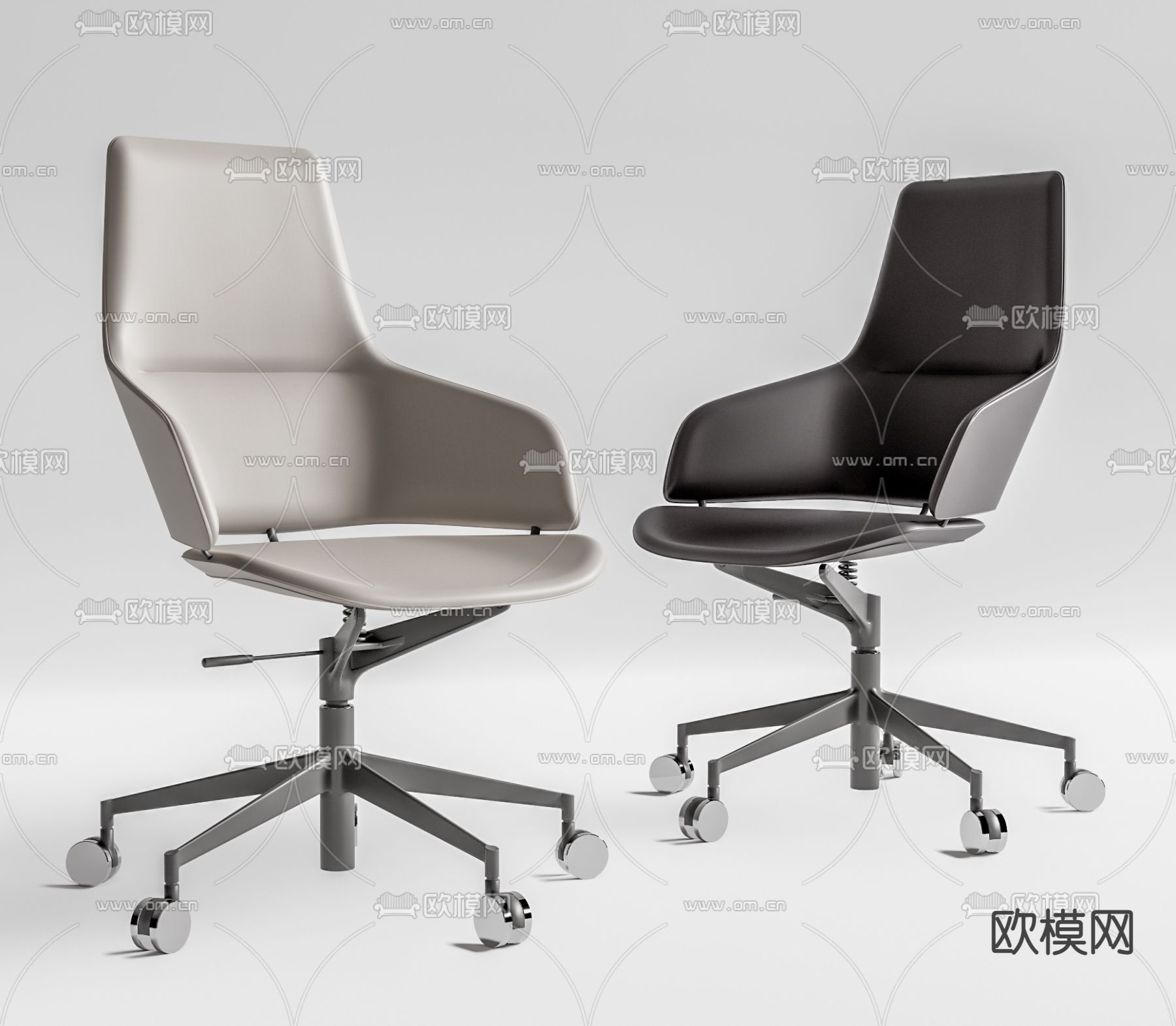 现代皮革办公椅su模型下载（渲染图1）