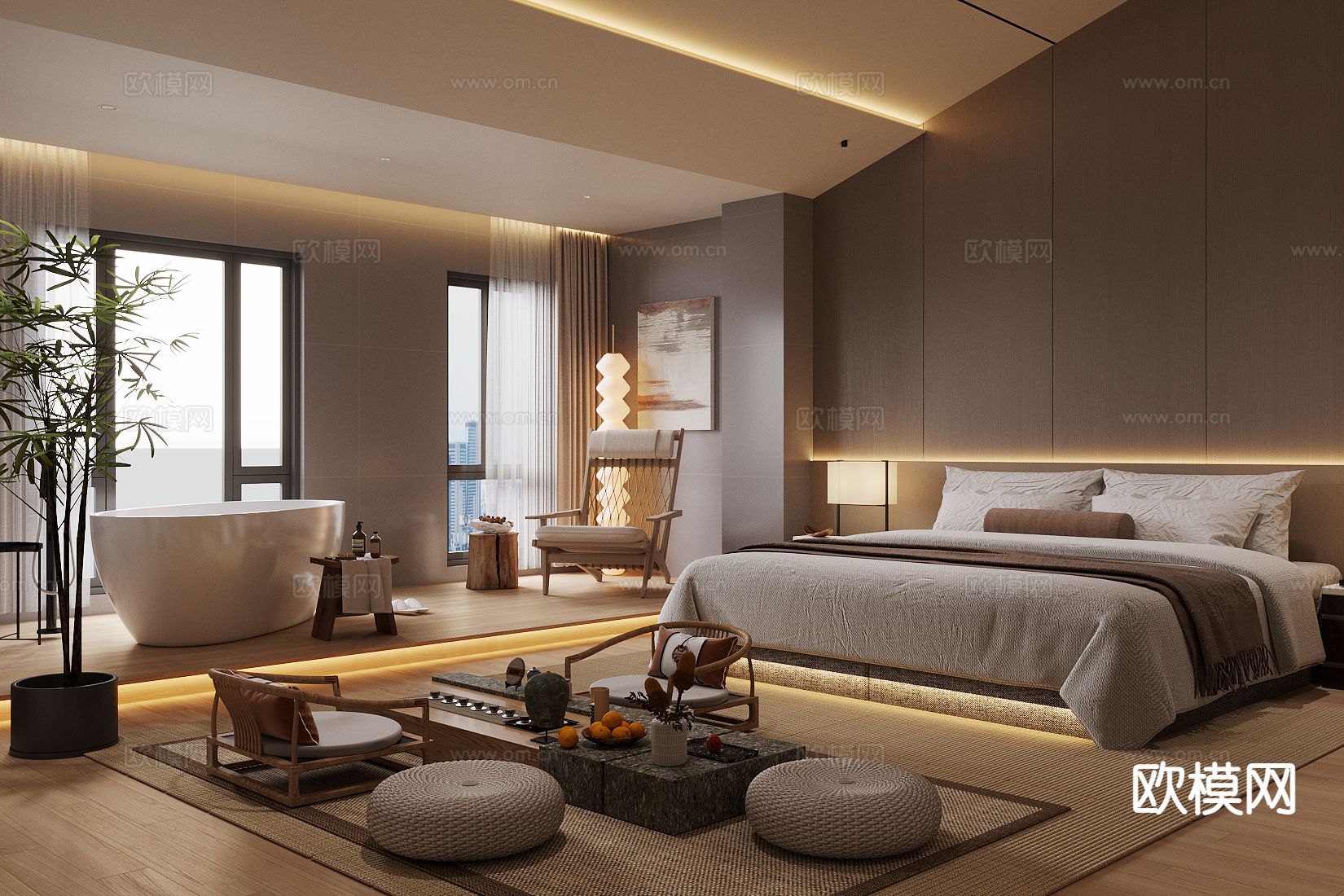 酒店客房 大床房su模型下载（渲染图3）