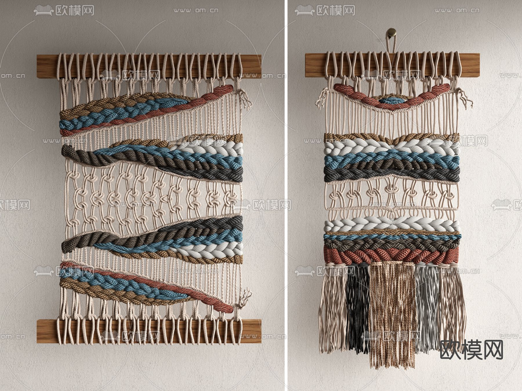 侘寂风编织墙饰挂件su模型