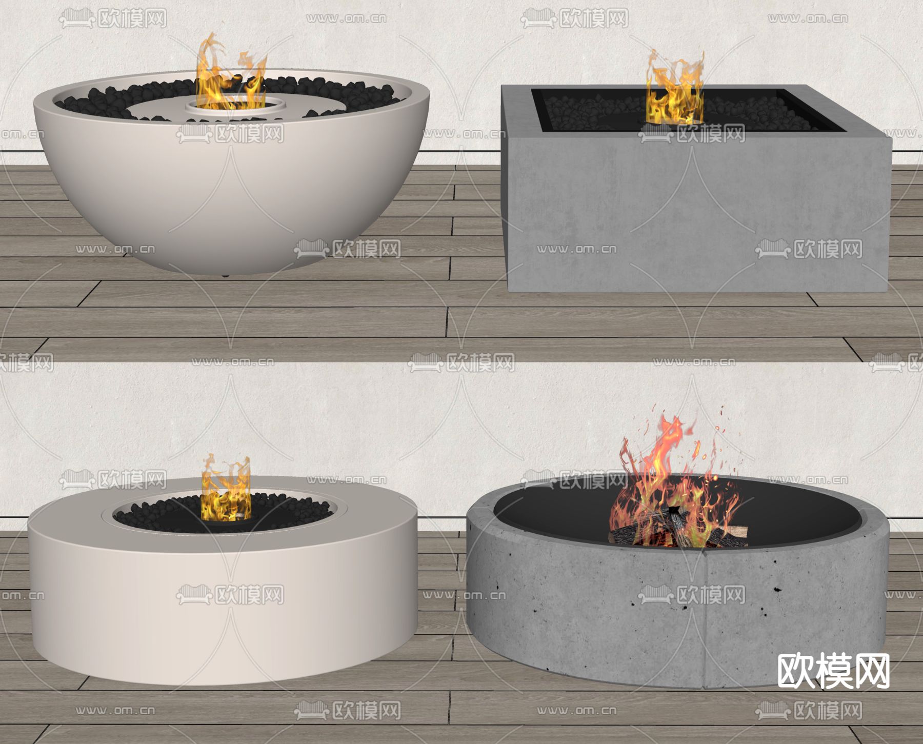 现代壁炉 火盆 篝火su模型下载（渲染图2）