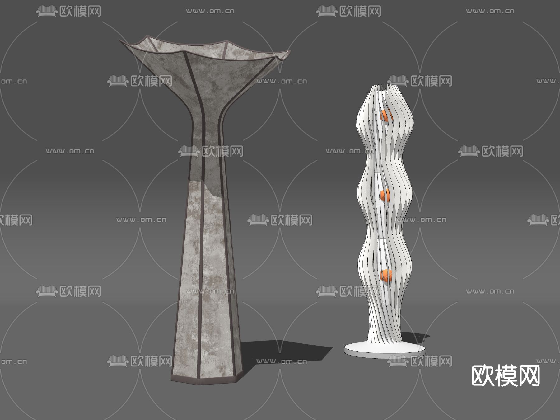 侘寂风落地灯su模型下载（渲染图2）