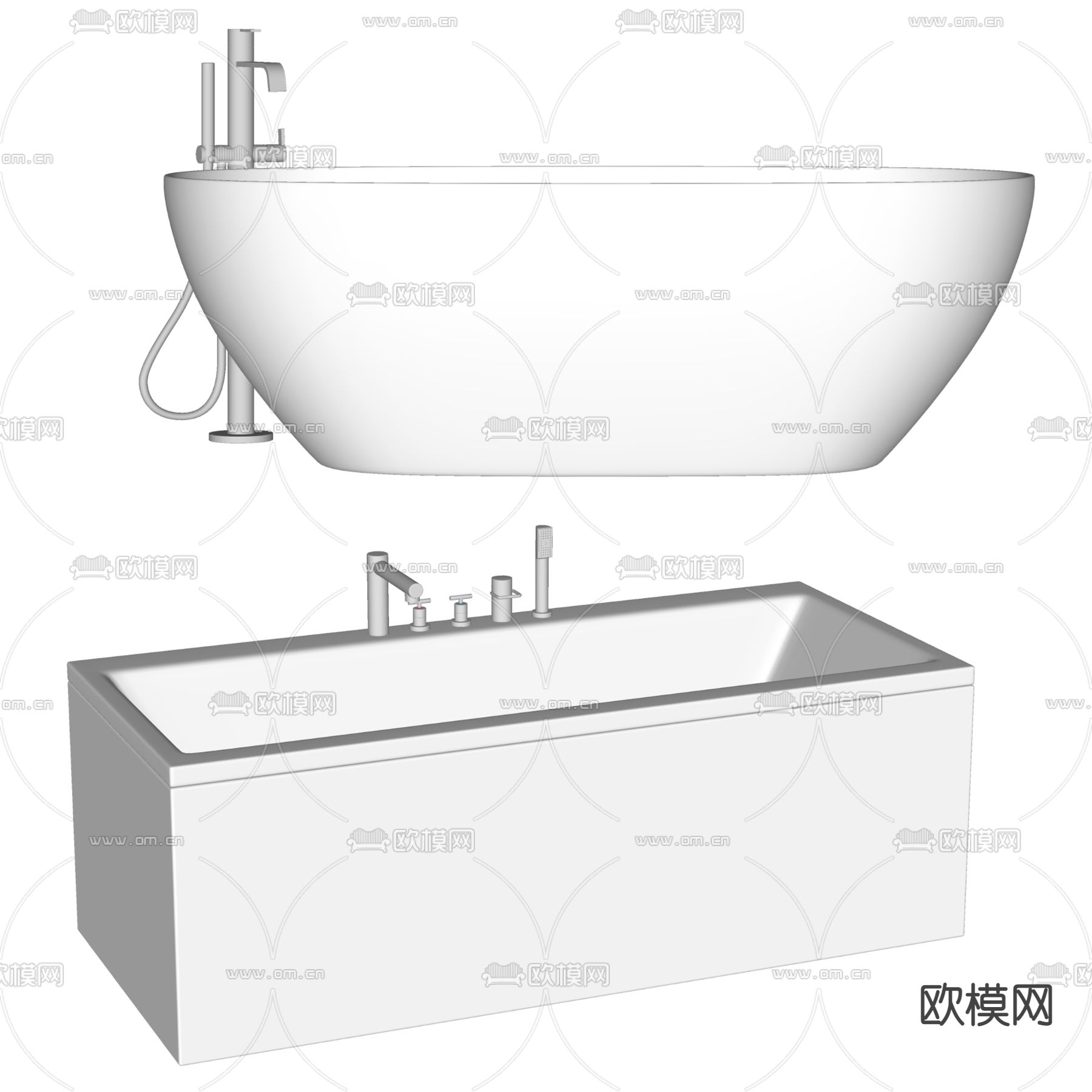 现代浴缸su模型下载（渲染图2）