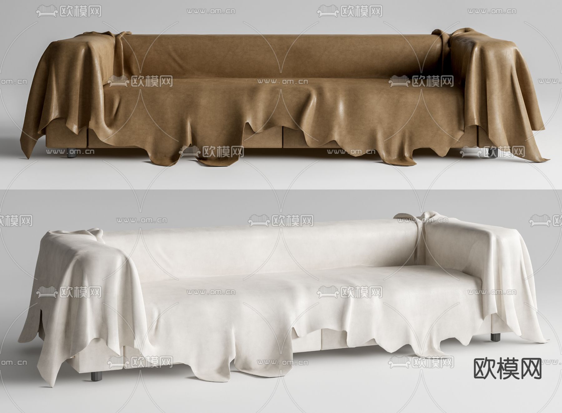 侘寂沙发 多人沙发3d模型下载