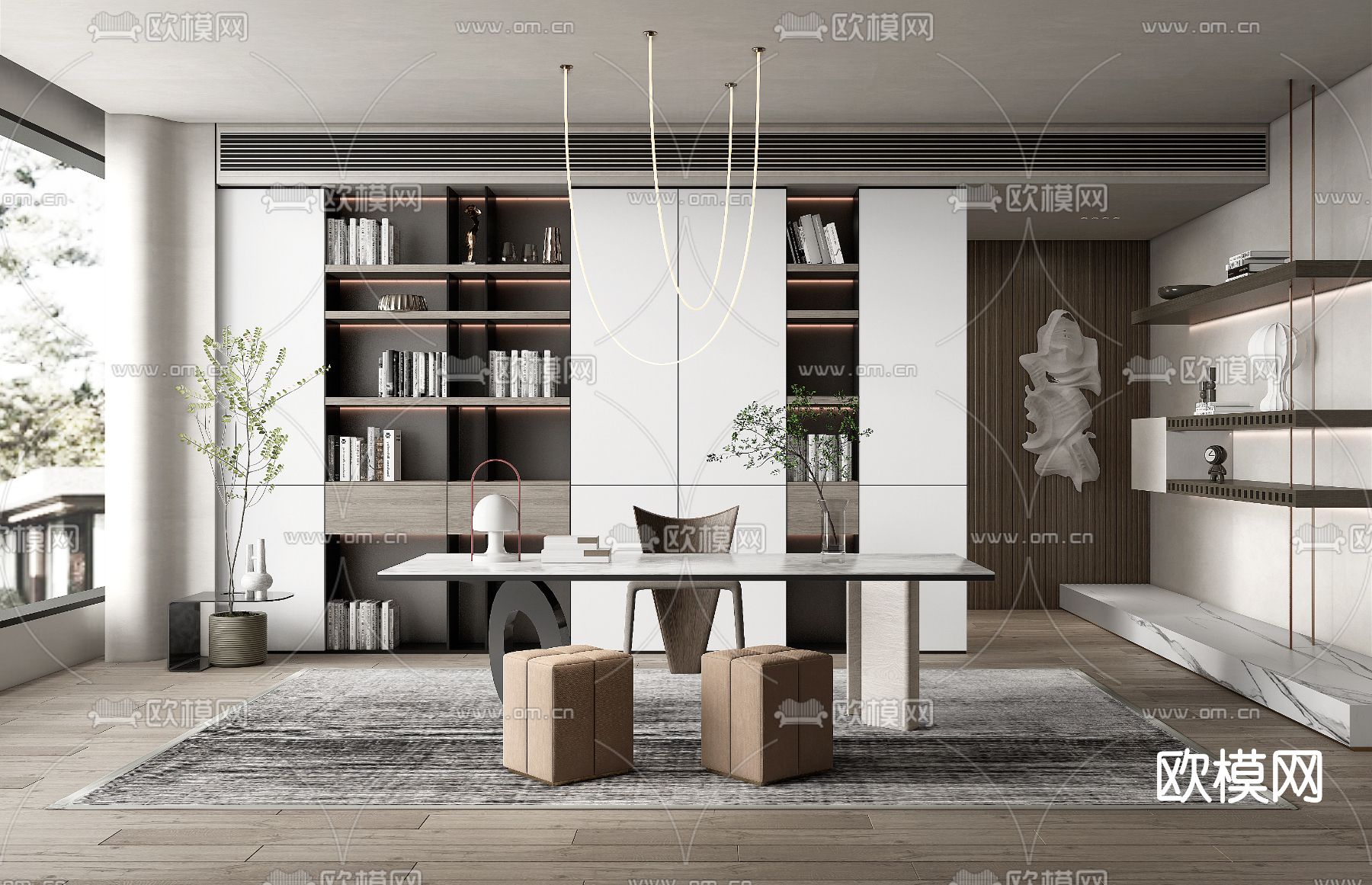 现代书房su模型