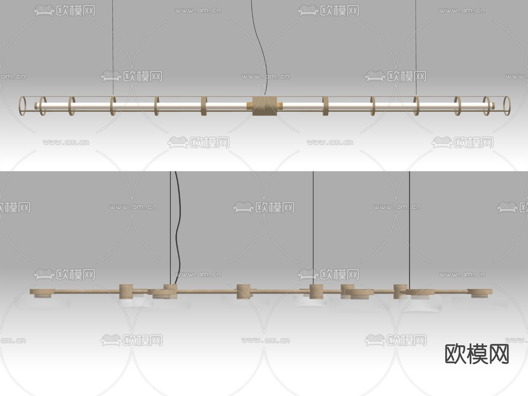现代轻奢吊灯su模型下载（渲染图2）