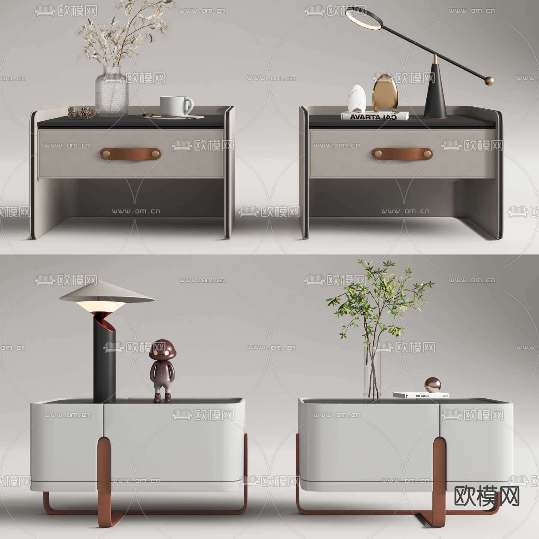 现代床头柜su模型下载（渲染图1）