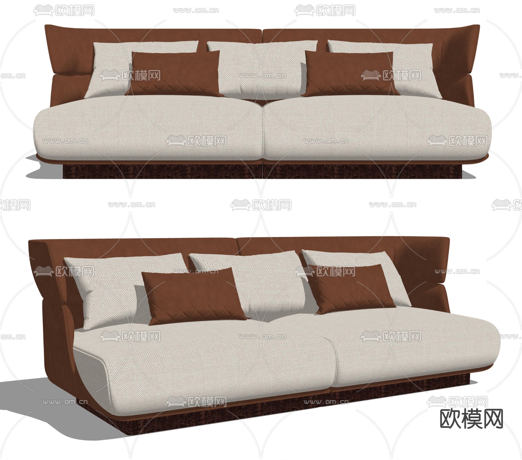现代布艺双人沙发su模型